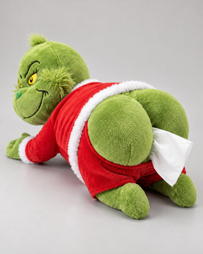 The plush with a fresh tissue sticking out of its rear